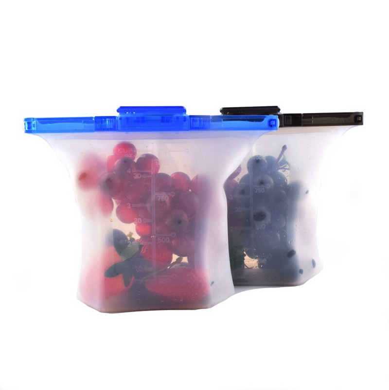 Najnovšie jednokrokové uzamykateľné nepriepustné silikónové vrecko na potraviny, kontajnery na sendviče, tekuté občerstvenie, ovocie, opakovane použiteľné silikónové vrecko na potraviny