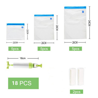 Opakovane použiteľné vákuové tesniace vrecká na skladovanie potravín s ručným čerpadlom, tesniace spony na vrecko, potravinová fólia na skladovanie a mrazenie potravín