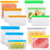 3 ks/sada opakovane použiteľných PEVA vreciek na skladovanie potravín, nepriepustných mraziacich vreciek, galónových vreciek, plastových nádob na skladovanie potravín