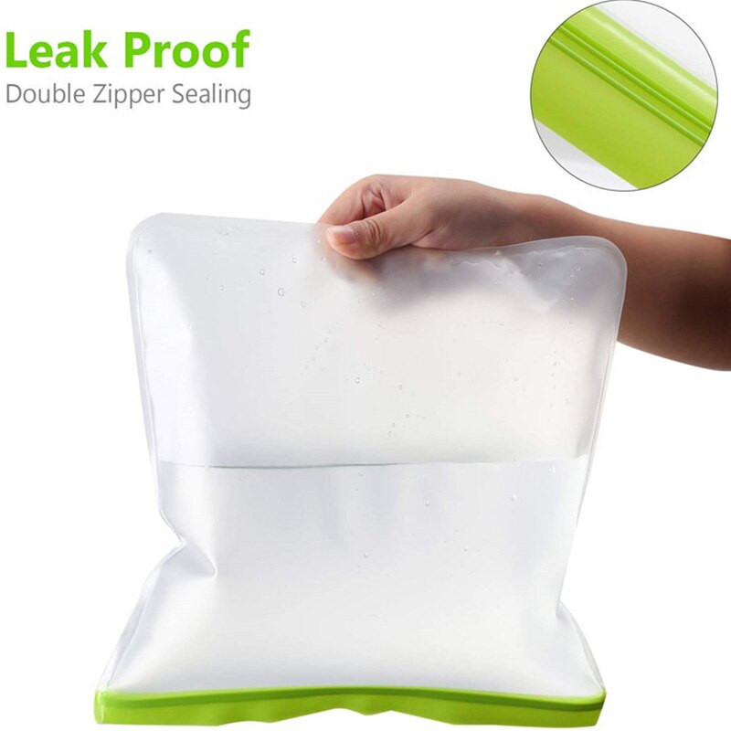 3 ks/sada opakovane použiteľných PEVA vreciek na skladovanie potravín, nepriepustných mraziacich vreciek, galónových vreciek, plastových nádob na skladovanie potravín