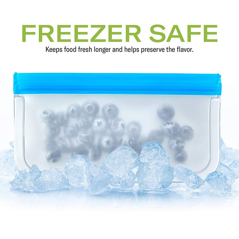 3 ks/sada opakovane použiteľných PEVA vreciek na skladovanie potravín, nepriepustných mraziacich vreciek, galónových vreciek, plastových nádob na skladovanie potravín