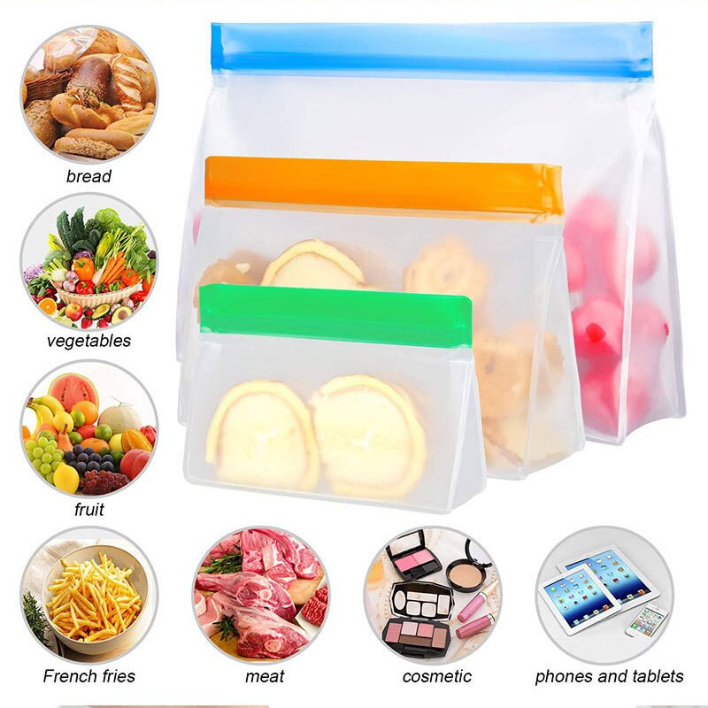 Nové silikónové vrecko na potraviny, opakovane použiteľné silikónové mraziace vrecko, vylepšené nepriepustné vrchné vrecko na uchovávanie čerstvosti, kuchynské ovocie, silikónové vrecko na zips