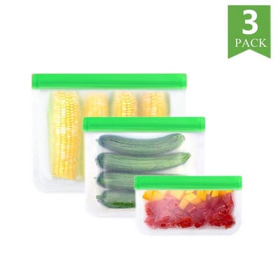 15 bucăți/set de pungi de alimente din silicon PEVA pungă de conservare a alimentelor pungă etanșă pentru fructe și legume, cu fermoar pentru depozitarea alimentelor.