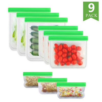 15 bucăți/set de pungi de alimente din silicon PEVA pungă de conservare a alimentelor pungă etanșă pentru fructe și legume, cu fermoar pentru depozitarea alimentelor.