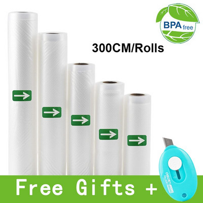 Sous Vide rolovacie vrecká pre vákuové baliace stroje, balenie potravín, vákuové vrecká pre vákuovú uzatvárateľku, dĺžka 300 cm