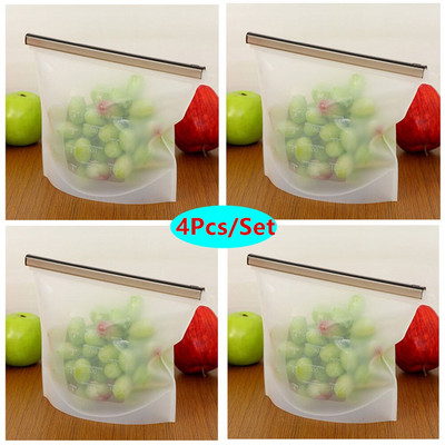 Silikónové vrecká na potraviny 500/1000/1500ml, opakovane použiteľné vrecko na uchovávanie čerstvosti potravín, uzatvárateľné na zips, mrazničky, varenie a varenie (sada 2 a 4 kusov)