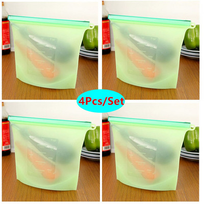 Silikónové vrecká na potraviny 500/1000/1500ml, opakovane použiteľné vrecko na uchovávanie čerstvosti potravín, uzatvárateľné na zips, mrazničky, varenie a varenie (sada 2 a 4 kusov)