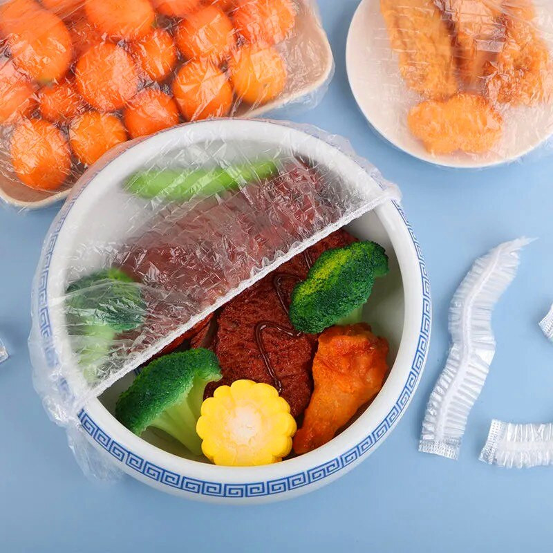200 buc/lot capac folie de plastic de unică folosință capac pentru bol pentru alimente proaspete pungă de plastic huse pentru alimente depozitare Saran wrap frigider bucătărie