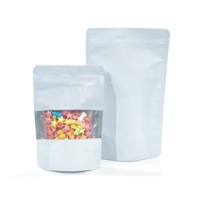 Vlastné logo Tlač laminované hliníkové Mylar balenie Stand Up Puzdro Matná čierna farebná taška s oknami