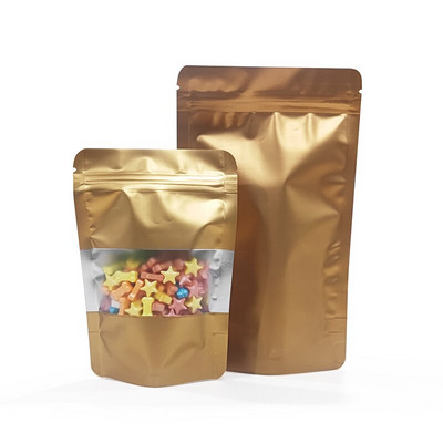 Vlastné logo Tlač laminované hliníkové Mylar balenie Stand Up Puzdro Matná čierna farebná taška s oknami