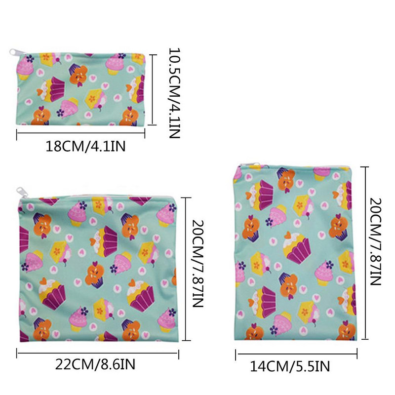 3 ks opakovane použiteľné tašky na občerstvenie, vodotesné vrecko na chlieb, sendvičové vrecko, prenosný držiak na raňajky, školské kempovanie, pracovné cestovanie
