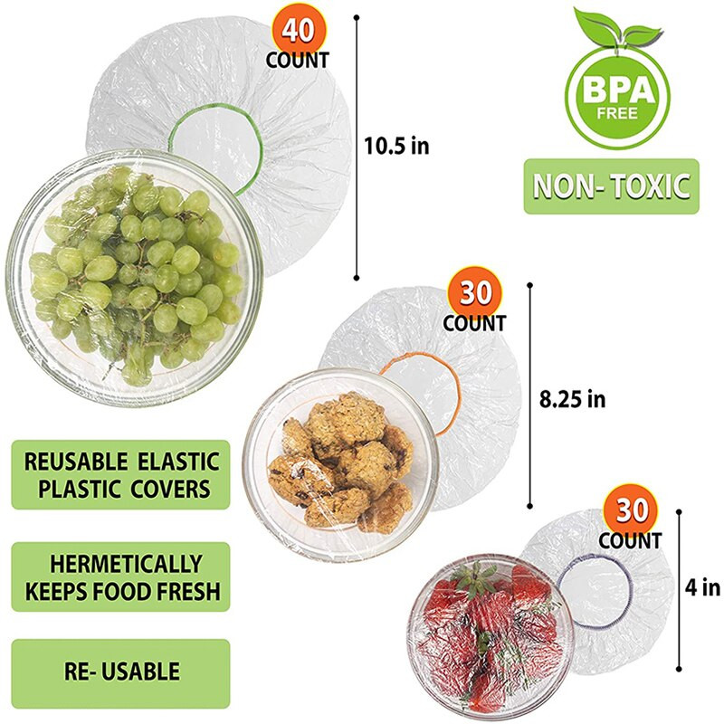 100/200/500 ks Čerstvé uchovávacie vrecká na zvyšky pikniku BBQ Jednorazové obaly na potraviny Plastové fólie Elastické viečka na potraviny do kuchyne