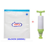 Vákuumos tömítésű zacskók Újrafelhasználható élelmiszertároló táskakészletek kézi pumpás zacskó tömítőkapcsokkal Élelmiszer-csomagolás élelmiszer tárolására Fagyasztás