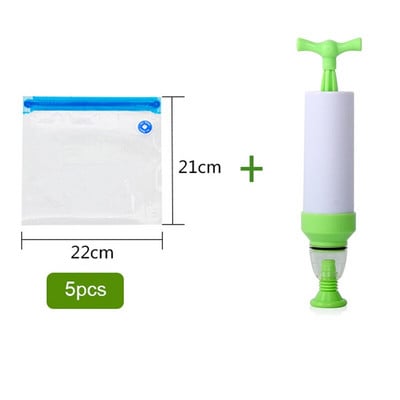 Vákuumos tömítésű zacskók Újrafelhasználható élelmiszertároló táskakészletek kézi pumpás zacskó tömítőkapcsokkal Élelmiszer-csomagolás élelmiszer tárolására Fagyasztás