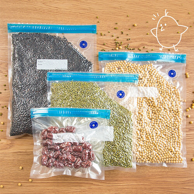 Vákuumos tömítésű zacskók Újrafelhasználható élelmiszertároló táskakészletek kézi pumpás zacskó tömítőkapcsokkal Élelmiszer-csomagolás élelmiszer tárolására Fagyasztás