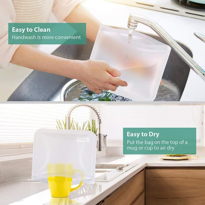 10PCS Silikonski spremnici za pohranu hrane Nepropusni za višekratnu upotrebu, stojeća vrećica sa zatvaračem, šalica Vrećica za svježinu, vrećica za pohranu hrane, kuhinjski pribor