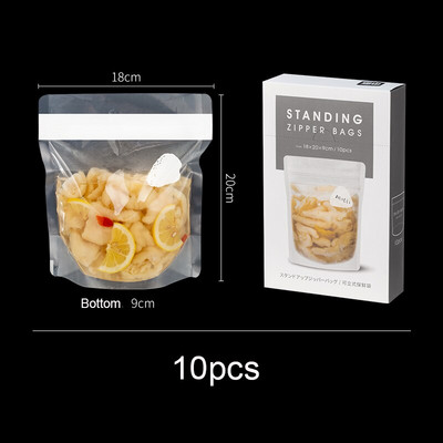 SHIMOYAMA opakovane použiteľné LDPE potravinové vrecko na mrazenie, stojace uzatvárateľné vrecko na zips, nepriepustné nádoby, kuchynské čerstvé obaly, bez BPA