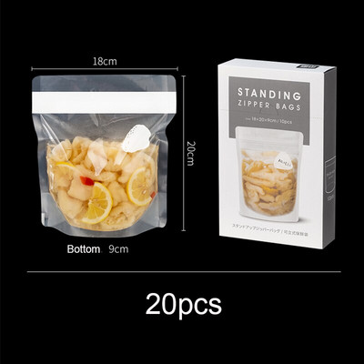 SHIMOYAMA opakovane použiteľné LDPE potravinové vrecko na mrazenie, stojace uzatvárateľné vrecko na zips, nepriepustné nádoby, kuchynské čerstvé obaly, bez BPA
