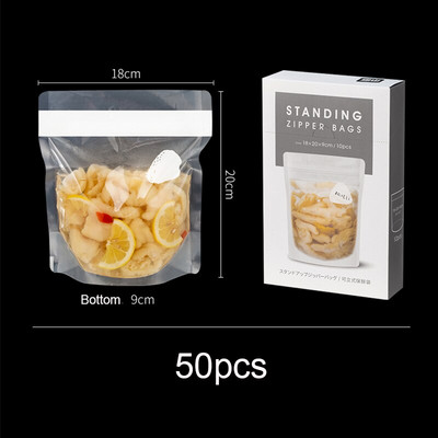 SHIMOYAMA opakovane použiteľné LDPE potravinové vrecko na mrazenie, stojace uzatvárateľné vrecko na zips, nepriepustné nádoby, kuchynské čerstvé obaly, bez BPA