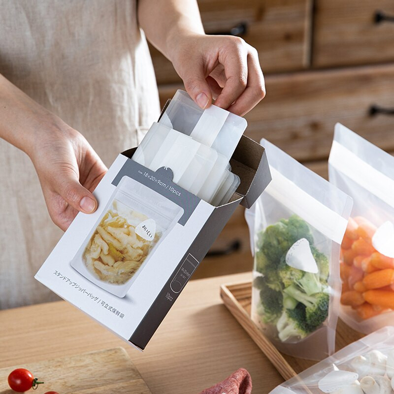 SHIMOYAMA opakovane použiteľné LDPE potravinové vrecko na mrazenie, stojace uzatvárateľné vrecko na zips, nepriepustné nádoby, kuchynské čerstvé obaly, bez BPA