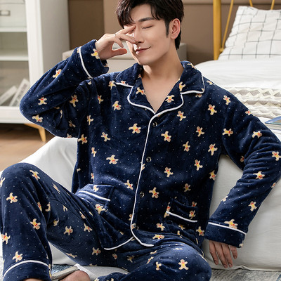 Muška plišana pidžama s vezom