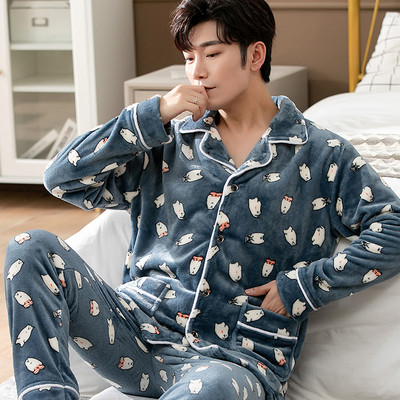 Muška plišana pidžama s vezom