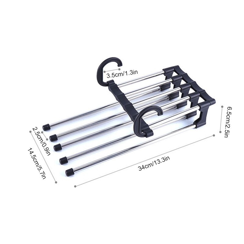 Daugiasluoksnė kelnių kabykla, horizontaliai arba vertikaliai sulankstoma nerūdijančio plieno drabužių kabykla.