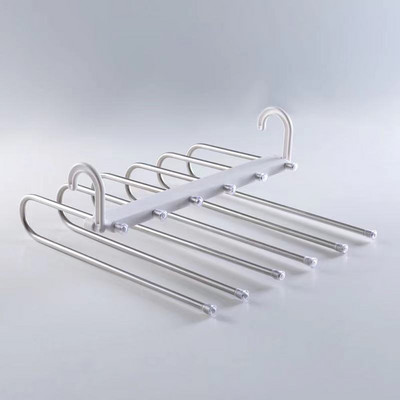 Multifunktsionaalne 6-ühes pükstehoidja Reguleeritavad püksid Lips hoiuriiul Kapp Organisaator roostevabast terasest riidenagi