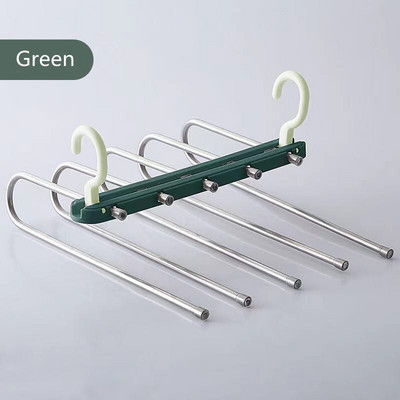 Multifunktsionaalne 6-ühes pükstehoidja Reguleeritavad püksid Lips hoiuriiul Kapp Organisaator roostevabast terasest riidenagi