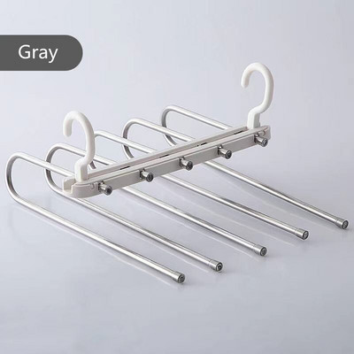 Multifunktsionaalne 6-ühes pükstehoidja Reguleeritavad püksid Lips hoiuriiul Kapp Organisaator roostevabast terasest riidenagi