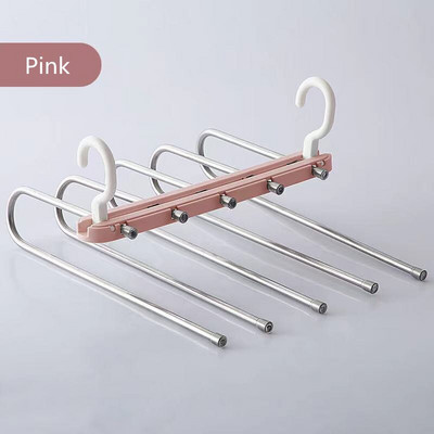 Multifunktsionaalne 6-ühes pükstehoidja Reguleeritavad püksid Lips hoiuriiul Kapp Organisaator roostevabast terasest riidenagi