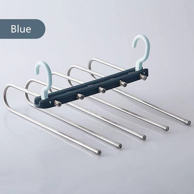 Multifunktsionaalne 6-ühes pükstehoidja Reguleeritavad püksid Lips hoiuriiul Kapp Organisaator roostevabast terasest riidenagi