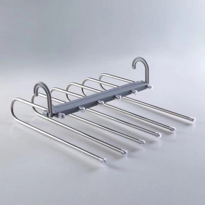 Multifunktsionaalne 6-ühes pükstehoidja Reguleeritavad püksid Lips hoiuriiul Kapp Organisaator roostevabast terasest riidenagi