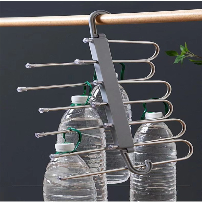 Višenamjenski 6 u 1 stalak za odlaganje hlača, podesive hlače, kravata, polica za odlaganje, organizator, vješalica za odjeću od nehrđajućeg čelika