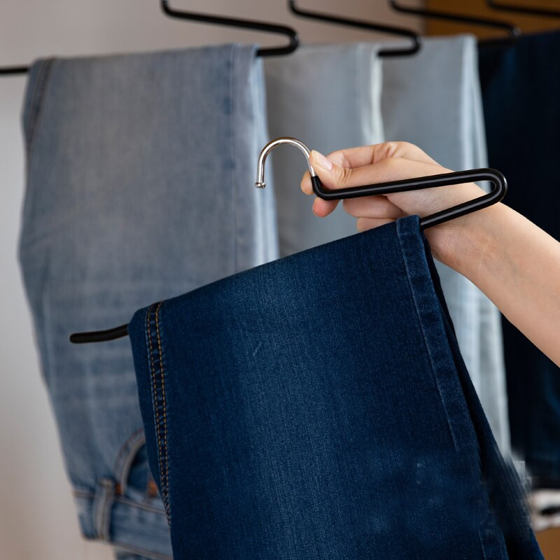 SHIMOYAMA 5/10 vnt Neslystančios kelnių pakabos Daugiafunkcinės kelnių laikymo lentynos Spinta Drabužių Organizatorius Plieninis sijonas kaklaraištis lentyna