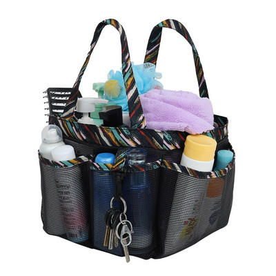 Διχτυωτό ντους Caddy Tote για Απαραίτητα Είδη Δωμάτιου Κοιτώνα, Κρεμαστή μεγάλη φορητή τσάντα καλλωπισμού με γάντζο κλειδιού