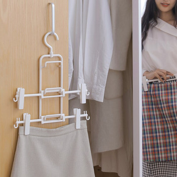 SHIMOYAMA Σφιγκτήρας κρεμάστρα παντελονιών 3 στρώσεων Φούστα παντελόνι ράφι ρούχων Ρυθμιζόμενο κλιπ Ντουλάπα ντουλάπα Αντιολισθητική οργάνωση