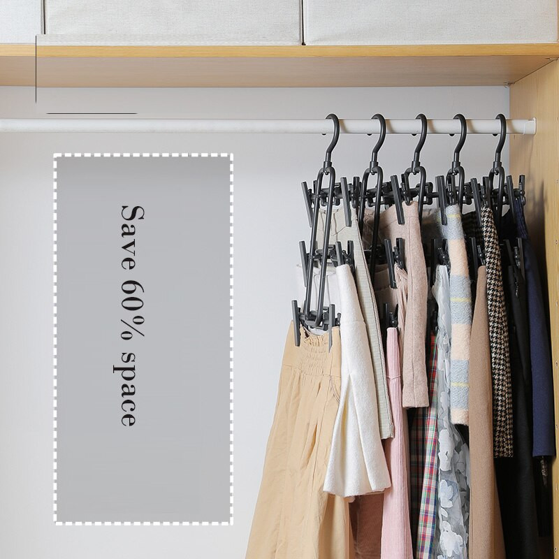 SHIMOYAMA 3-vrstvový vešiak na nohavice, svorka na vysoko kvalitné sukne a nohavice, vešiak na oblečenie, nastaviteľné klipy, šatník, protišmykový organizér