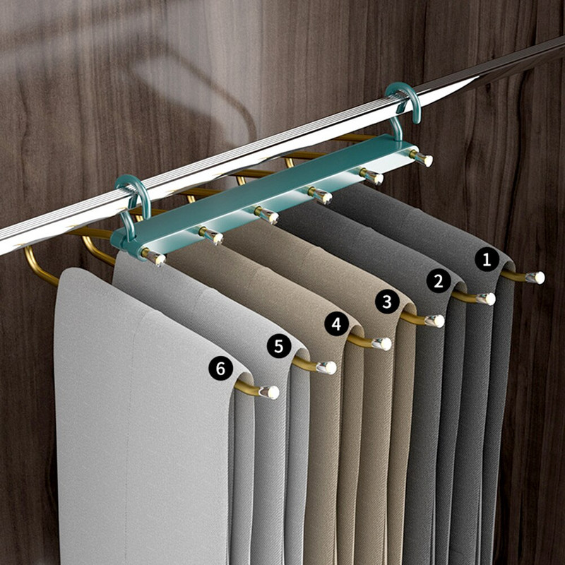 Püksiraam Kokkupandav püksiriiul, roostevabast terasest libisemisvastane riidepuu Kaasaskantav ruumi säästev Magic püksiriide rõivaste korraldaja