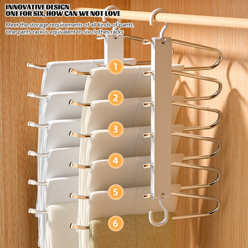 Püksiraam Kokkupandav püksiriiul, roostevabast terasest libisemisvastane riidepuu Kaasaskantav ruumi säästev Magic püksiriide rõivaste korraldaja
