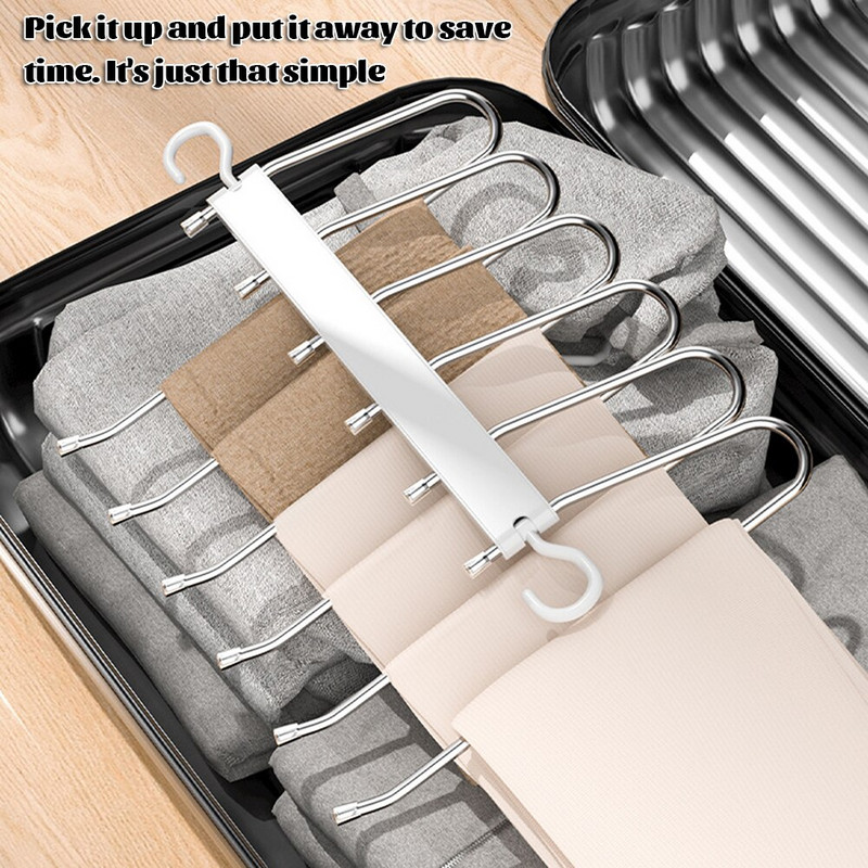 Püksiraam Kokkupandav püksiriiul, roostevabast terasest libisemisvastane riidepuu Kaasaskantav ruumi säästev Magic püksiriide rõivaste korraldaja