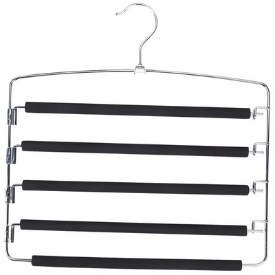 Vešiaky na nohavice, priestorovo úsporné, sada 3 kovových vešiakov, stabilné, protišmykové polstrovanie, otočné tyče na nohavice