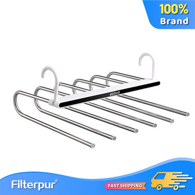 Neslidžios konstrukcijos 6 viename sulankstoma kelnių lentyna, taupanti vietą, patvari kelnių lentyna, nerūdijančio plieno drabužių kabykla, spintos tvarkytuvas