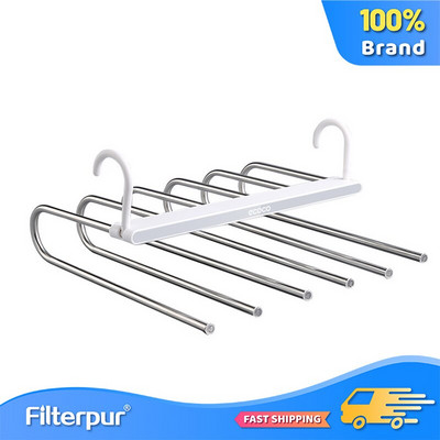 Neslidžios konstrukcijos 6 viename sulankstoma kelnių lentyna, taupanti vietą, patvari kelnių lentyna, nerūdijančio plieno drabužių kabykla, spintos tvarkytuvas