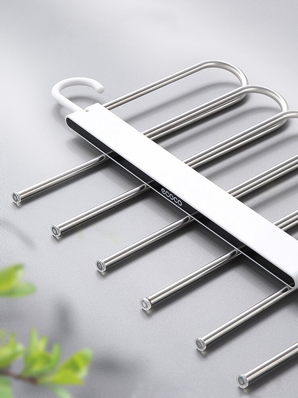 Neslidžios konstrukcijos 6 viename sulankstoma kelnių lentyna, taupanti vietą, patvari kelnių lentyna, nerūdijančio plieno drabužių kabykla, spintos tvarkytuvas