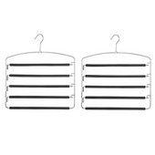 2x vešiaky na nohavice, 5 vrstiev, kovové vešiaky Slack, magické vešiaky, protišmykové, penové polstrovanie, otočné rameno, priestorovo úsporný vešiak