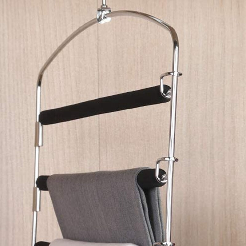 2x vešiaky na nohavice, 5 vrstiev, kovové vešiaky Slack, magické vešiaky, protišmykové, penové polstrovanie, otočné rameno, priestorovo úsporný vešiak