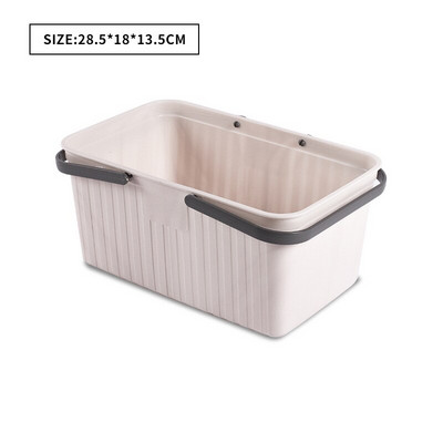 Coș portabil de depozitare pentru baie din plastic cu mâner, haine dreptunghiulare, gel de duș, coș de depozitare pentru articole de toaletă, organizator