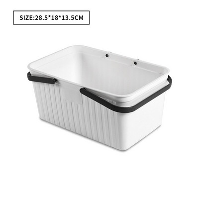 Coș portabil de depozitare pentru baie din plastic cu mâner, haine dreptunghiulare, gel de duș, coș de depozitare pentru articole de toaletă, organizator