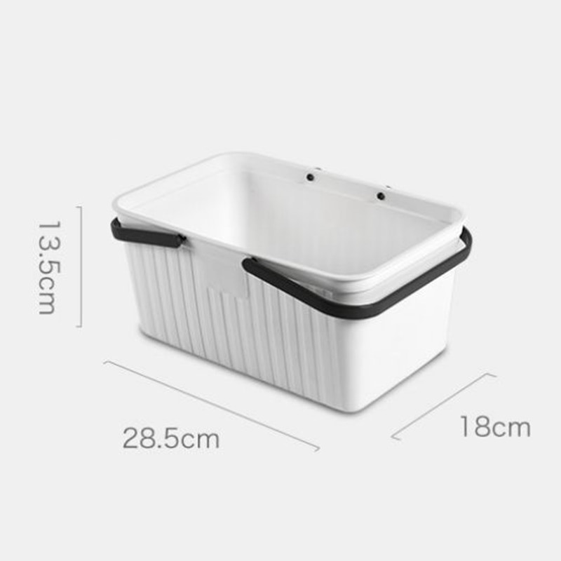 Coș portabil de depozitare pentru baie din plastic cu mâner, haine dreptunghiulare, gel de duș, coș de depozitare pentru articole de toaletă, organizator